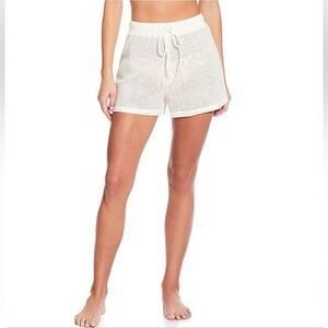 NWT✨Gianni Bini Crochet High Waisted Drawstring Cover-up Shorts Ivory Sz Medium!